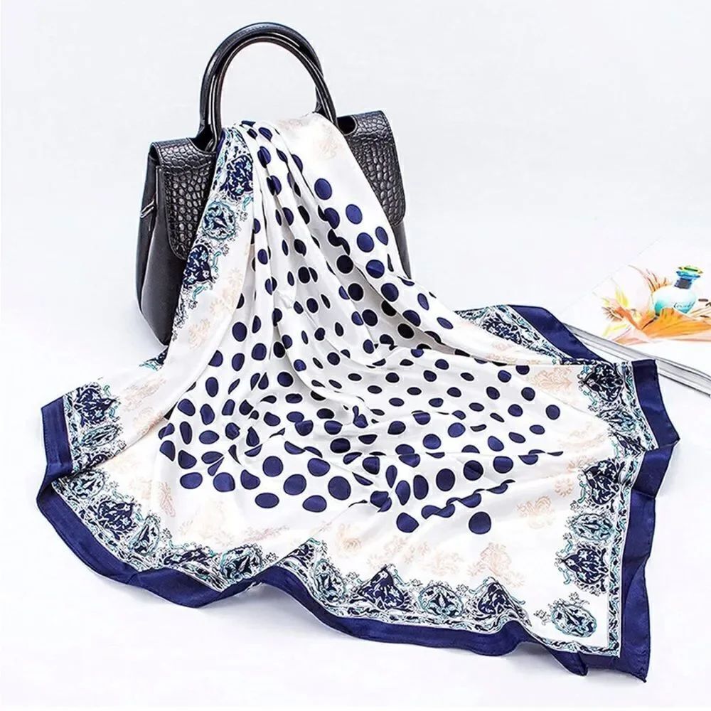 Blue dot Silky Scarf